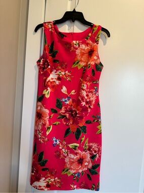 Alyx Hot Pink Floral Midi Sheath Dress